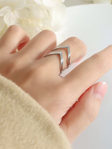 Pointed head two-layer steel color Titanium Steel Geometric Minimalist Stackable Ring