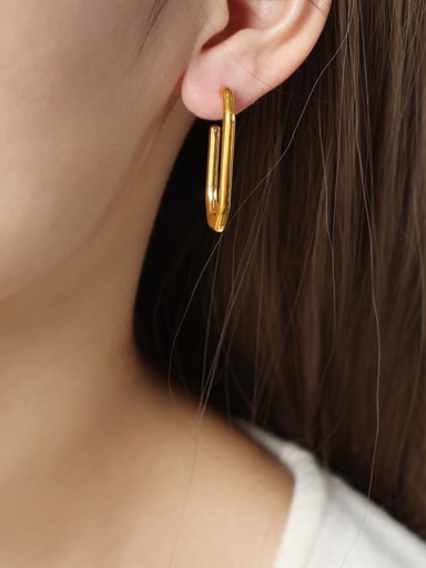F1208 Gold Earrings Titanium Steel Geometric Trend Hoop Earring
