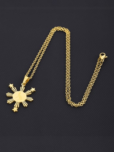 Stainless steel Geometric Ethnic Smooth Gold Philippine Map Pendant Necklace