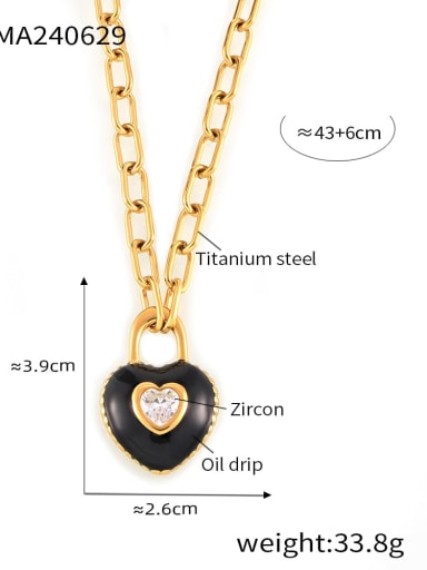 P1854 Golden Necklace Titanium Steel Cubic Zirconia Heart Trend Necklace