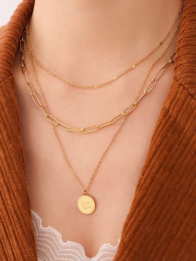 P758 gold necklace Titanium Steel Geometric Minimalist Tassel Necklace
