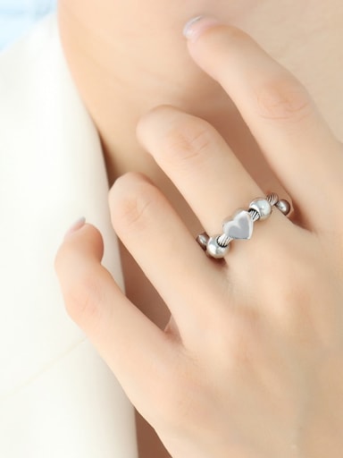 A011 Steel Ring Size 7 Trend Heart Titanium Steel Ring and Bangle Set