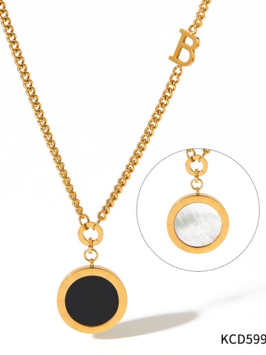 KCD599 Gold Stainless steel Shell Round Trend Necklace