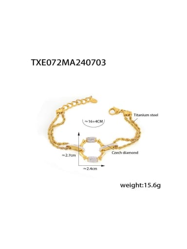 TXE072 Gold Necklace Trend Geometric Titanium Steel Cubic Zirconia Bracelet and Necklace Set