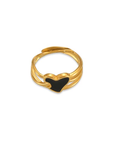 Titanium Steel Enamel Heart Hip Hop Stackable Ring