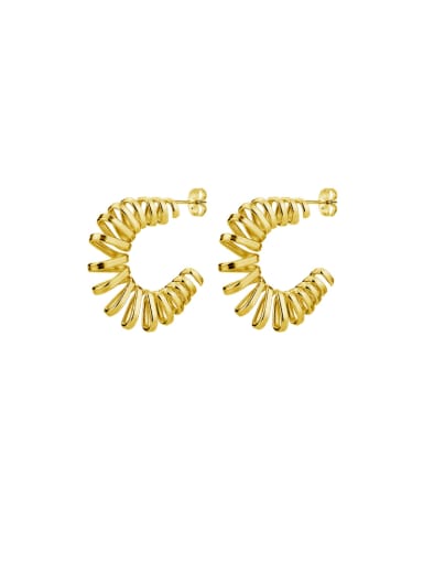 Gold Stainless steel Hollow  C Shape Minimalist Stud Earring