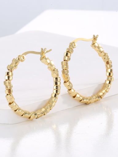 H02184 Gold Brass Geometric Trend Hoop Earring