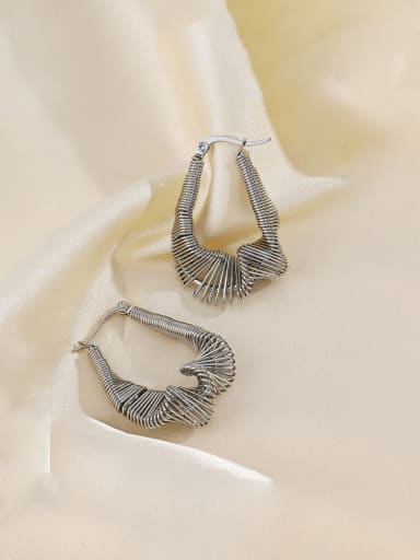 Steel U-shaped earrings Stainless steel Geometric Hip Hop Huggie Earring
