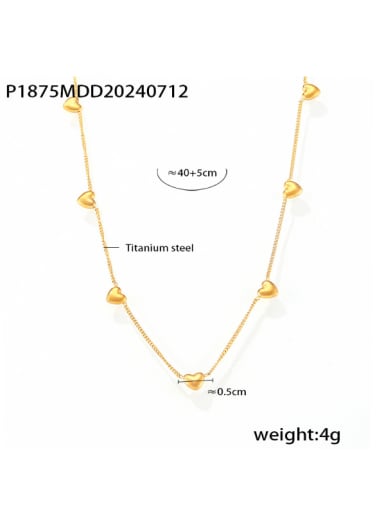 P1875 Golden Necklace Titanium Steel Heart Minimalist Necklace