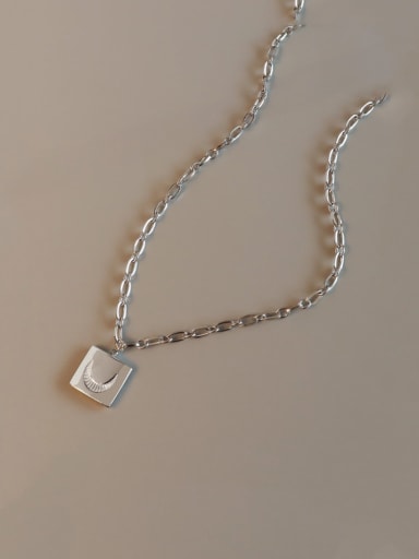 Steel Titanium 316L Stainless Steel Geometric Minimalist Moon Necklace with e-coated waterproof