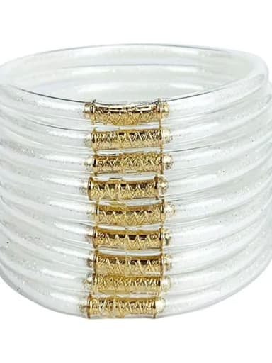 white PVC Silicone Tube Gold Powder Bracelet, Jelly Bangles Bracelet, Cross-Border 9 in a Group