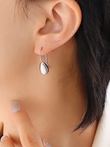 Titanium Steel Smooth Water Drop  Minimalist Hook Earring