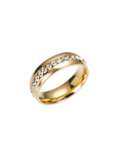 gold Stainless steel Rhinestone Geometric Minimalist Band Ring