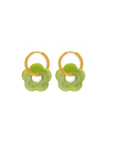 MYTXF107 Blue Green Earrings Brass Resin Flower Minimalist  Earring and Necklace Set