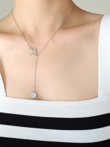 Steel necklace 50 +5cm Titanium Steel Bird Minimalist Tassel Necklace