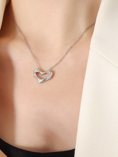 P635 Steel Necklace 40 +5cm Titanium Steel Geometric Minimalist  Heart Pendant Necklace