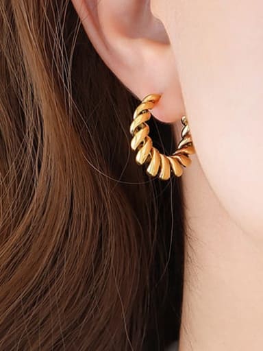 F730 Gold Earrings Brass Geometric Vintage Stud Earring