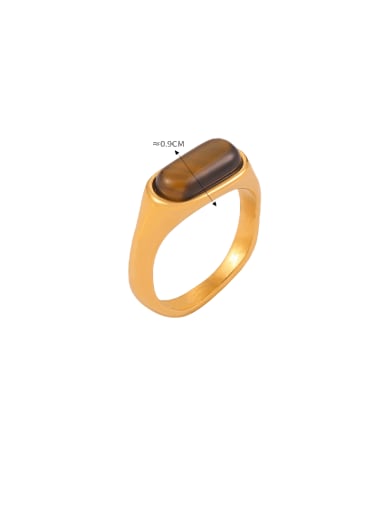 A811 Gold Ring Titanium Steel Tiger Eye Geometric Dainty Band Ring