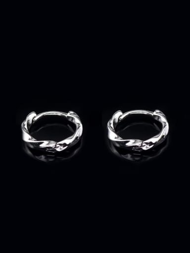 Circle wave 12mm steel color one Stainless steel Geometric Trend Hoop Earring