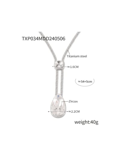 TXP034 Steel Necklace Titanium Steel Cubic Zirconia Hip Hop Water Drop Bracelet and Necklace Set