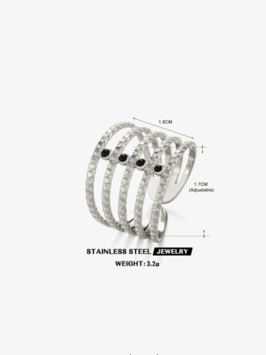 Steel lined ring Stainless steel Enamel Geometric Hip Hop Stackable Ring