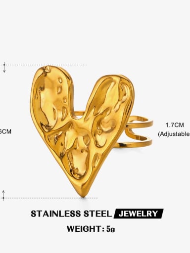 Golden Love Ring Stainless steel Heart Trend Band Ring