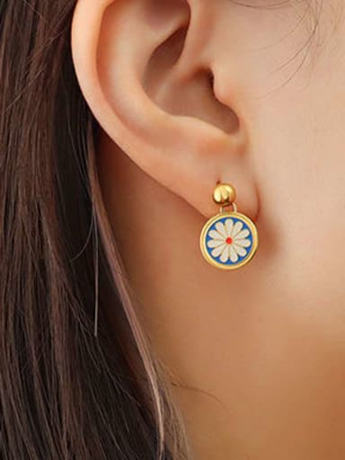 F327 pair of gold earrings Titanium Steel Enamel Hip Hop Geometric  Ring Earring Bangle And Necklace Set