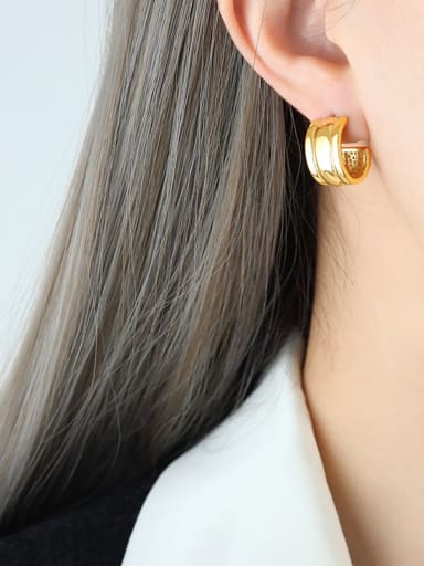 F711 Gold Earrings Titanium Steel Geometric Trend Hoop Earring