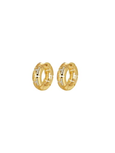 Brass Cubic Zirconia Round Dainty Stud Earring