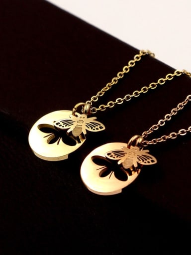 Titanium  Hollow  Bee Minimalist pendant Necklace