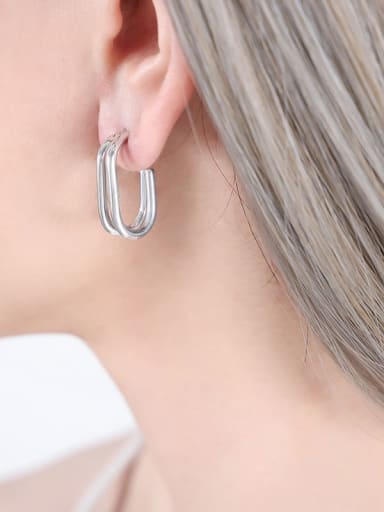 F848 Steel Color Earrings Titanium Steel Geometric Trend Stud Earring
