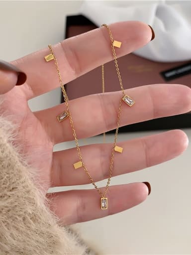 K174 rectangular necklace gold Titanium Steel Water Drop Minimalist Necklace