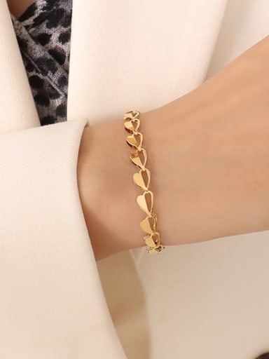 E319 gold bracelet 15+ 5cm Titanium Steel Minimalist Heart  Bracelet and Necklace Set