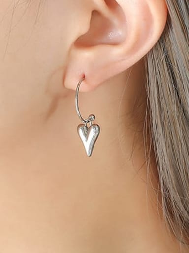 A pair of steel earrings Titanium Steel Heart Minimalist Hook Earring