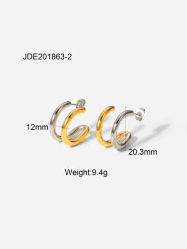 JDE201863 2 Stainless steel Geometric Hip Hop Stud Earring
