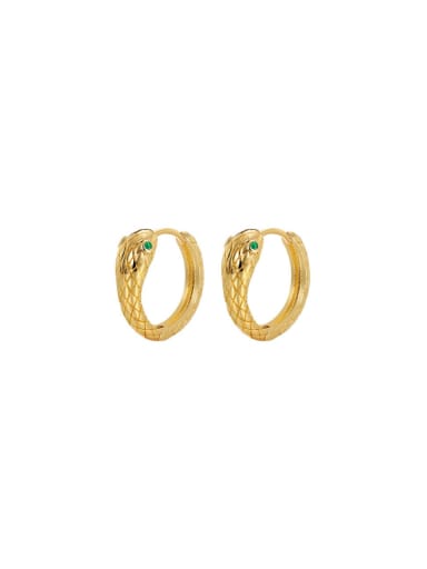 Brass Cubic Zirconia Green Snake Dainty Stud Earring