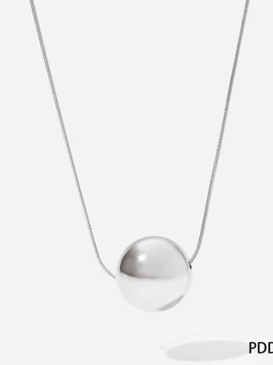Large Steel PDD822 Stainless steel Ball Minimalist Necklace