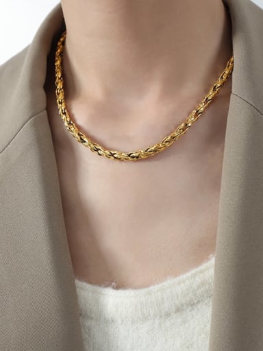 P1770 Gold Necklace 40 +5cm Titanium Steel Trend Geometric Bracelet and Necklace Set