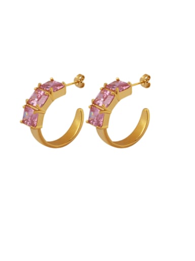 F086 gold Brass Cubic Zirconia Geometric Dainty Stud Earring