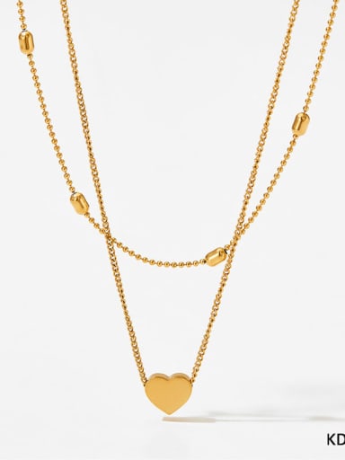 KDD310 Gold Stainless steel Heart Dainty Multi Strand Necklace