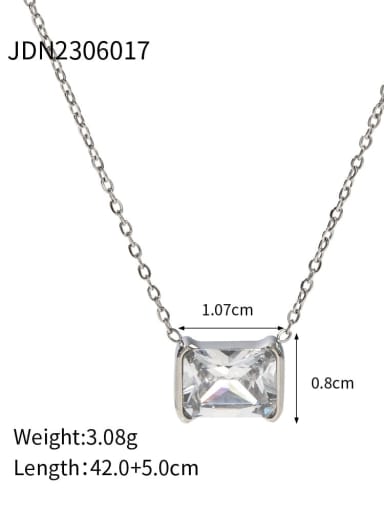 JDN2306017 Dainty Geometric Stainless steel Cubic Zirconia Bracelet and Necklace Set