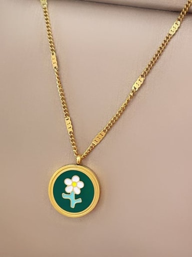 custom Titanium Steel Enamel Flower Minimalist Necklace