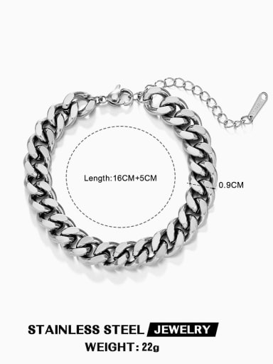 Steel colored Cuban bracelet Stainless steel Geometric Hip Hop Link Bracelet