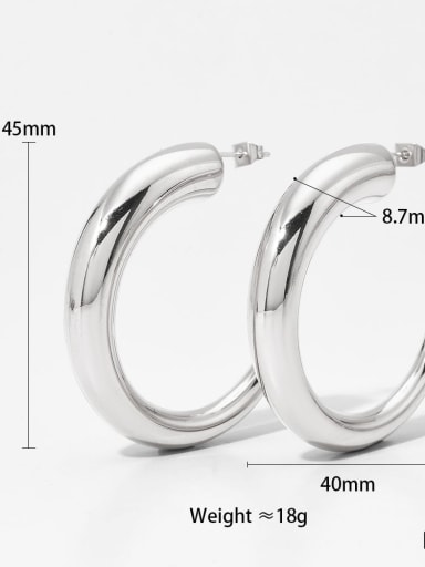 Large steel color PDE2260 Stainless steel Geometric Trend Hoop Earring