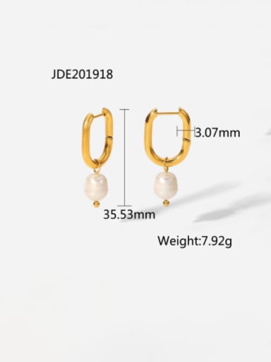 JDE201918 Stainless steel Imitation Pearl Geometric Minimalist Drop Earring