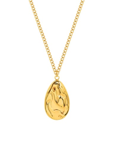 gold Titanium 316L Stainless Steel Irregular Vintage Water Drop Shaped Necklace with e-coated waterproof