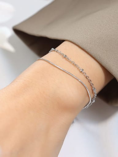 Steel double layer bracelet 15+ 5cm Titanium Steel Geometric Minimalist Strand Bracelet