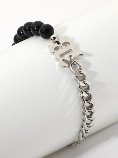 Stainless steel Bead Black Geometric Trend Beaded Bracelet