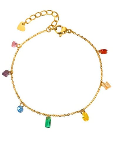 SL202 Rainbow Diamond Bracelet Gold Titanium Steel Glass Stone Rainbow Minimalist Necklace