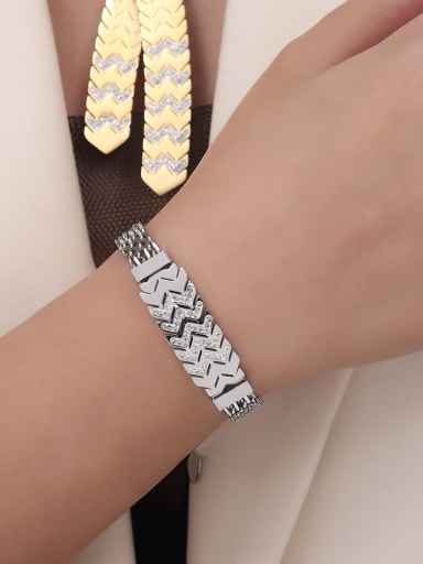 E108 Steel Bracelet Titanium Steel Cubic Zirconia Geometric Hip Hop Lariat Necklace